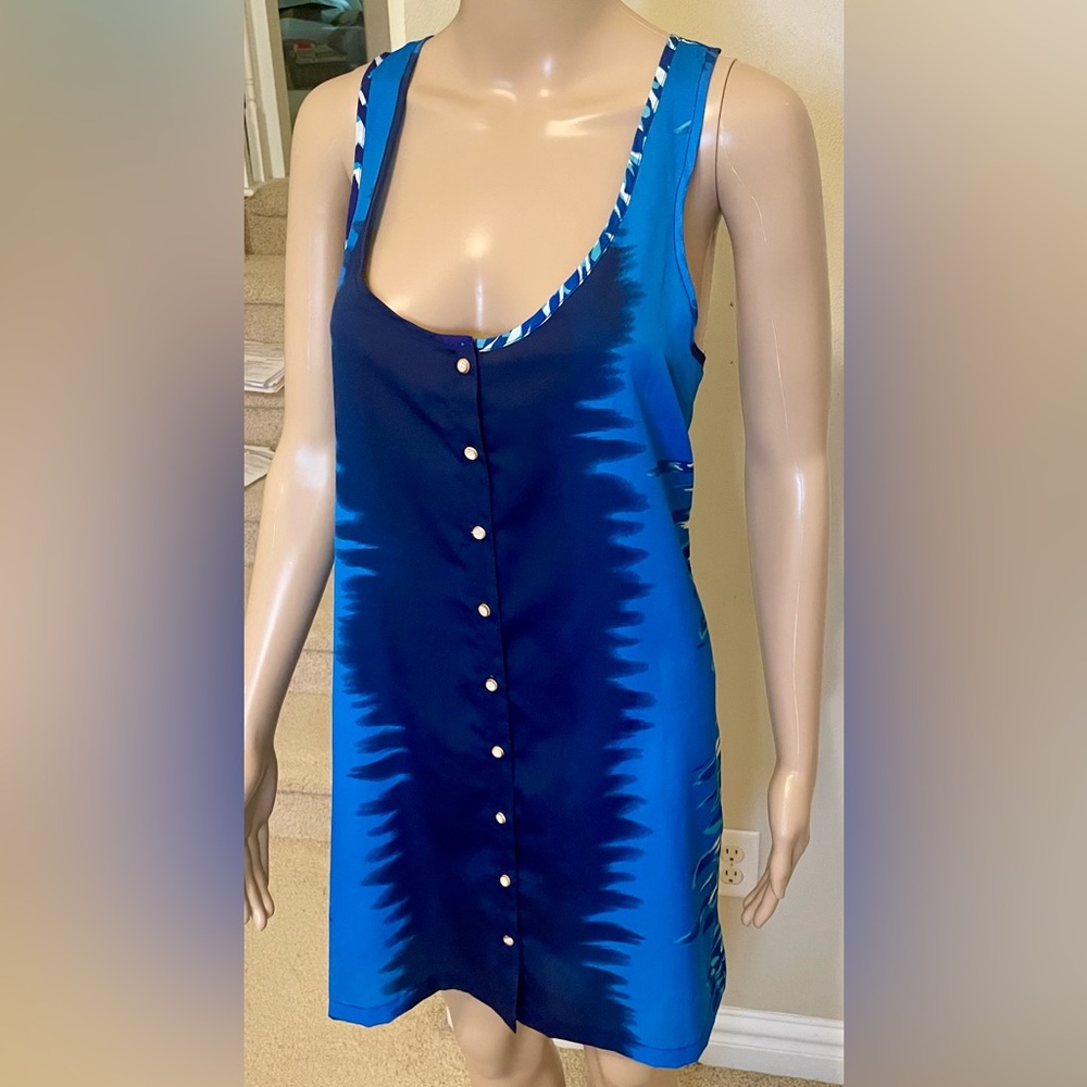 Patterson J. Kincaid Blue and White Dress, Size M